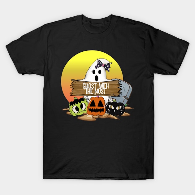 Halloween Ghost With The Most Funny Trick Or Treat T-Shirt by TheAparrelPub